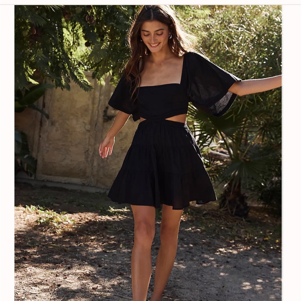 Free People Cross of Light Mini Black Dress